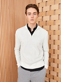 Dik Yaka Uzun Kollu Erkek Triko Kazak