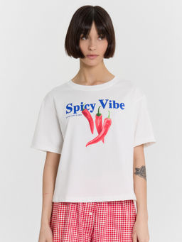 Комплект домашний женский с принтом и надписью Spicy vibe - Mark formelle фото 3