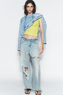 STRIPED T-SHIRT WITH SLOGAN - Zara фото 4