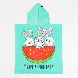 Полотенце-пончо детское махровое Крошка Я Зайчики 60х120см, 100% хлопок, 300гр/м2  фото 12