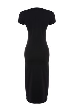 TRENDYOLMILLA lacivert Fitted/Vucuda Oturan Buzgu ve Y?rtmacl? Midi Pamuklu Esnek Orme Elbise TWOSS23EL00777  фото 8