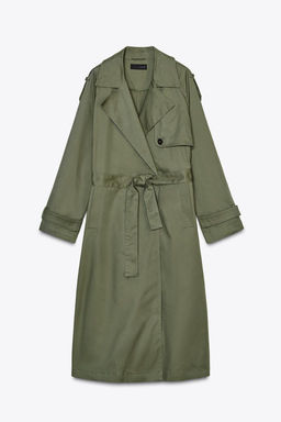 LONG DOUBLE-BREASTED TRENCH COAT WITH BELT - Zara фото 11