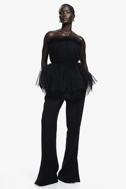 Top bandeau en tul plisado