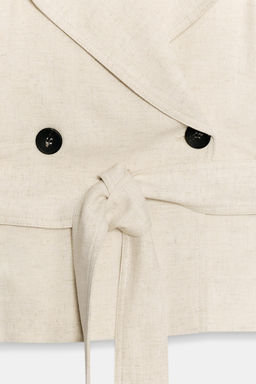 CHALECO CRUZADO CINTUR?N CON LINO / Beige claro - Zara фото 9