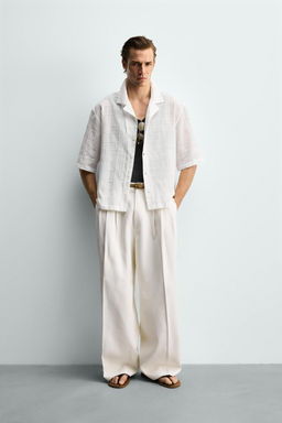 CAMISA RELAXED FIT ALGOD?N - LINO / Blanco