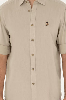 Мужская базовая рубашка цвета хаки с длинным рукавом Неожиданная скидка в корзине - U.s. polo assn фото 6