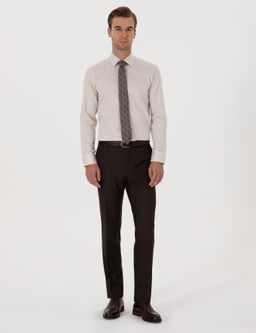 Bej Slim Fit %100 Pamuk Klasik G_mlek