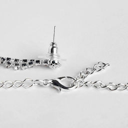 Набор 2 предмета: серьги, колье «Листопад» капли, белый в серебре, 45 см