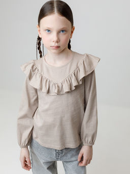 КР 302177/бежевый,гусиная лапка к625, блузка