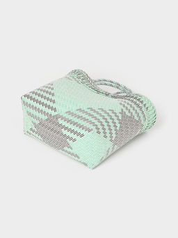 Сумка плетёная, 30×15×35 см, пластик, бирюзовая с чёрным