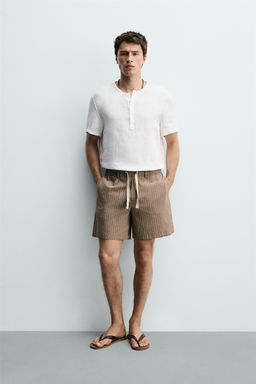 BERMUDA RELAXED FIT ALGOD?N - LINO / Marr?n / Crudo