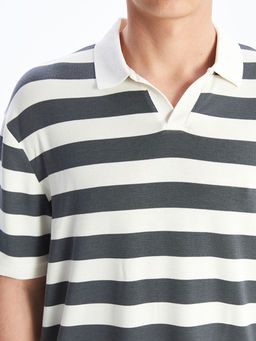 LC Waikiki Mavi Polo Yaka _izgili Penye Erkek Ti__rt