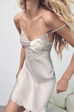 EMBROIDERED SATIN CAMISOLE DRESS - Zara фото 2
