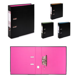 Expert Complete BLACK&COLOR Регистратор PVC, 2-х стороннее покрытие, мет.уг. 75 мм 10 шт. Trend A4 арочный механ. лён черный/голубой ЕС100262108