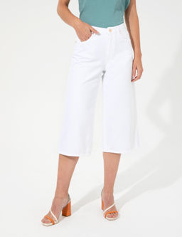 Beyaz Flare Cropped Kanvas Pantolon - Pierre cardin фото 2