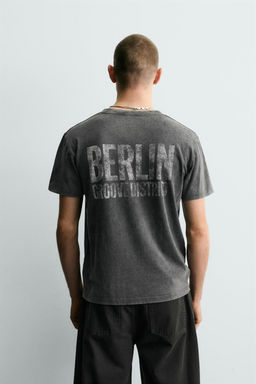 WASHED T-SHIRT WITH CONTRAST PRINTS - Zara фото 3