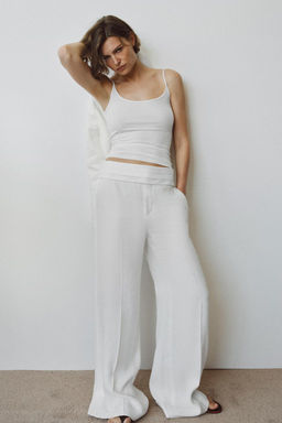 LINEN BLEND CUMMERBUND TROUSERS ZW COLLECTION - Zara фото 3