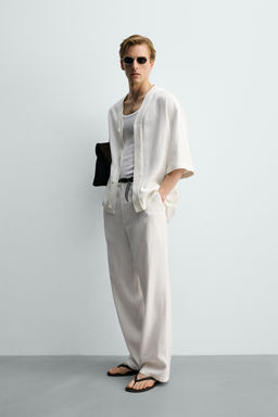 PANTAL?N RELAXED FIT VISCOSA - C??AMO / Blanco roto - Zara фото 4