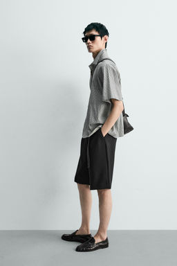 CAMISA REGULAR FIT ESTRUCTURA CUADROS / Blanco / Negro - Zara фото 4