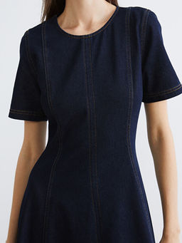 Bisiklet Yaka A Kesim Jean Elbise