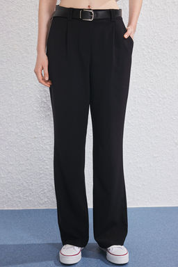 TRENDYOLMILLA Siyah Kemerli Wide Leg/Genis Paca Dokuma Pantolon TWOSS25PL00104 фото 3