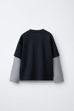 DOUBLE SLEEVE SLOGAN T-SHIRT - Zara фото 2