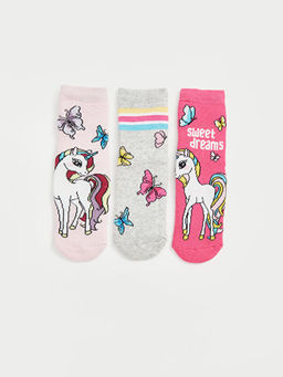 Desenli K?z ?ocuk Soket ?orap 3l?