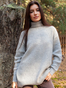 VILATTE / Свободный свитер тонкой вязки из теплой пряжи с шерстью фото 5