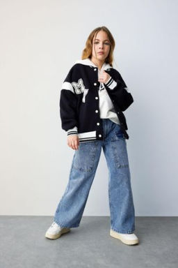 K?z Cocuk Wide Leg Kargo Genis Paca Jean Pantolon