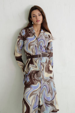 Платье-рубашка с английским воротником принт - Martichelli фото 36