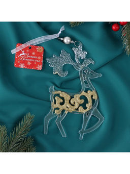 Цена за 2 шт. Ёлочная игрушка Зимнее волшебство. Олень - узорный блеск, 10.717.7 см, прозрачно-золотой  фото 12