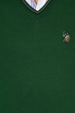 U. S. Polo Assn Мужской зеленый базовый трикотажный свитер с v-образным вырезом - U.s. polo assn фото 6