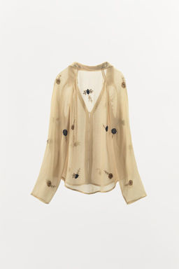 CONTRASTING BEADED SHIRT - Zara фото 4