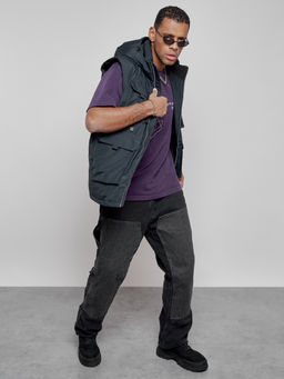 Куртка - жилетка трансформер с подогревом 2 в 1 мужская зимняя темно-синего цвета 6668TS - Mtforce фото 21