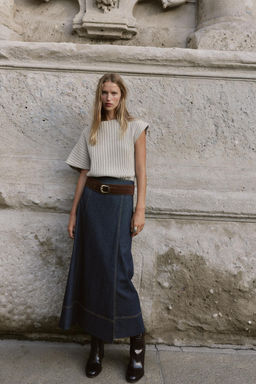 Z1975 BELTED DENIM WRAP MIDI SKIRT - Zara фото 6