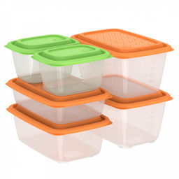 Контейнер для продуктов Гурман-4 набор 6шт: 0,45л 2шт, 0,8л, 1,1л, 1,5л 2шт, полипропилен, подходит для СВЧ и заморозки (Россия)