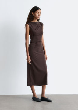 Vestido midi drapeado sin mangas - H&m фото 4