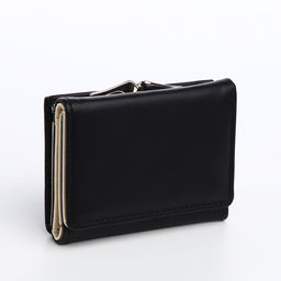 Кошелёк женский на кнопке, 10.5×3×8.5 см, однотонный, чёрный