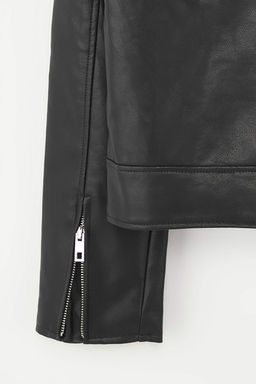 Siyah Fitted Kal?p Suni Deri Biker Ince Ceket Mont TWOAW26MO00085 - Trendyolmilla фото 7