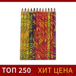 Цена за 12 шт. Карандаш многоцветный, толстый, заточенный
