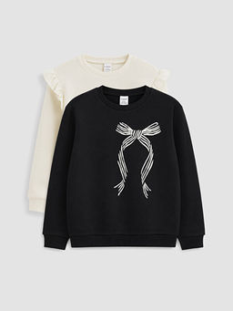 Bask?l? F?rf?rl? K?z ?ocuk Sweatshirt 2li