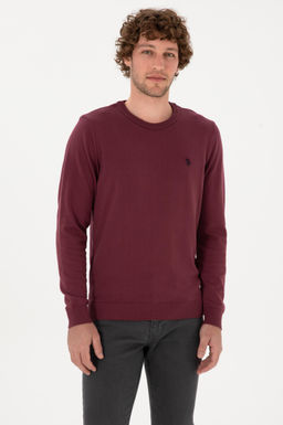 Erkek Slim Fit Bisiklet Yaka Bordo Basic Kazak - U.s. polo assn фото 3