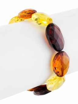 Браслет из натурального янтаря разных оттенков Оливка алмазная грань - Амберхолл фото 3