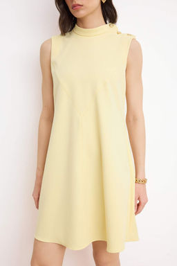 Ac?k Sar? Duz Dugme Detayl? Mini Dokuma Elbise TWOSS26EL00300 - Trendyolmilla фото 3