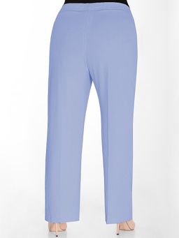 Брюки голубые летние на резинке из льна - Almond фото 3