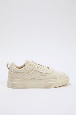 Trendyol Shoes Bej Dokulu Orgu Desenli Bagc?kl? Kad?n Retro Spor Ayakkab? TAKSS25SN00037