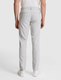 A__k Gri Slim Fit Beli Latikli Kanvas Pantolon