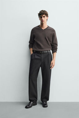 RELAXED FIT PINSTRIPE TROUSERS