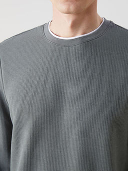 Bisiklet Yaka Uzun Kollu Erkek Sweatshirt