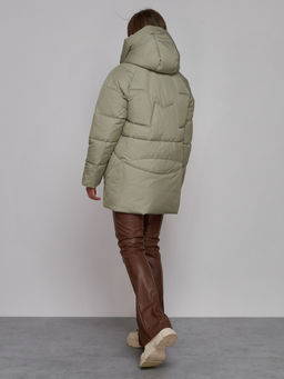 Зимняя женская куртка модная с капюшоном светло-зеленого цвета 52362ZS - HULDLUCK фото 16